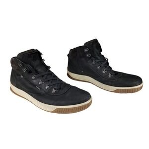 ECCO Boot Sneaker sz 12 Men Black Leather Urban Byway Tred Gore-Tex High Tops